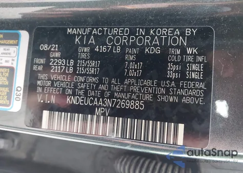 2022 Kia Seltos S from USA, damaged, VIN KNDEUCAA3N7269885